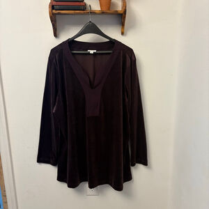 Women's Pure Jill Brown Velvet Tunic Top 3X